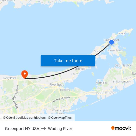 Greenport NY USA to Wading River map