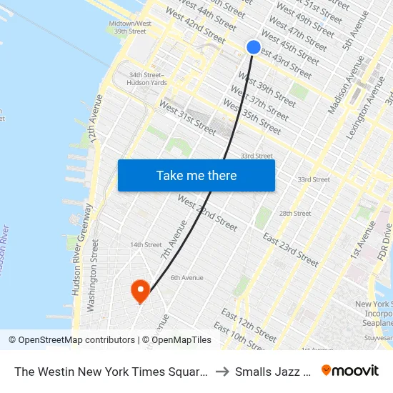 The Westin New York Times Square Hotel to Smalls Jazz Club map