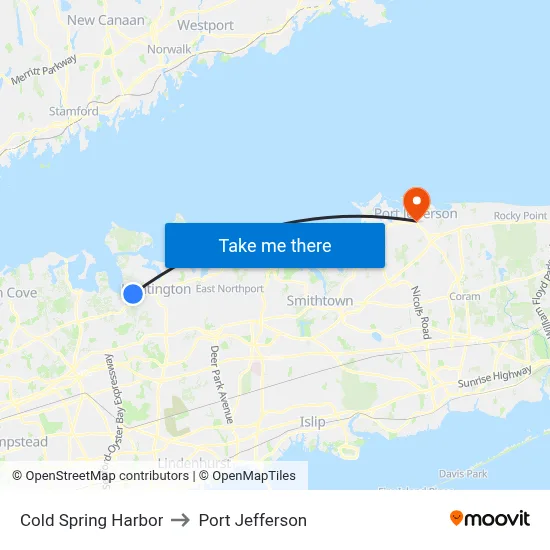 Cold Spring Harbor to Port Jefferson map