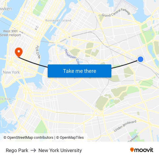 Rego Park to New York University map