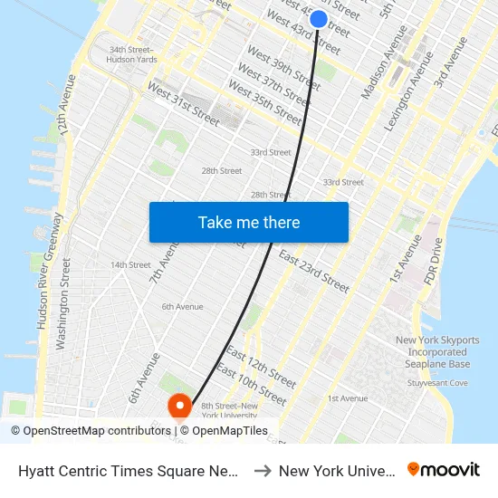 Hyatt Centric Times Square New York to New York University map