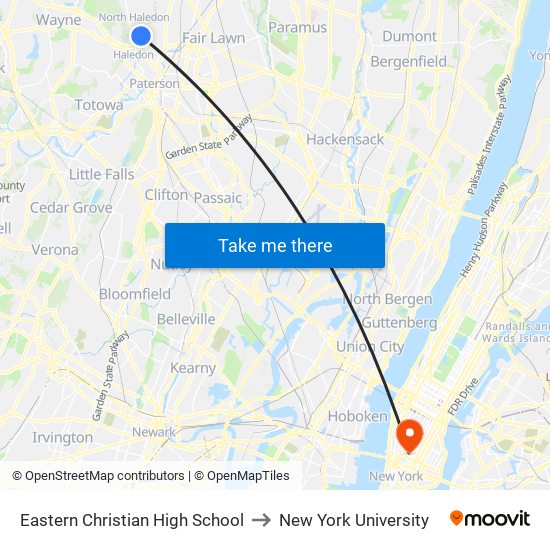 Eastern Christian High School, 50 Oakwood Ave to New York University map