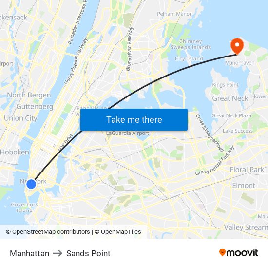 Manhattan to Sands Point with public transportation