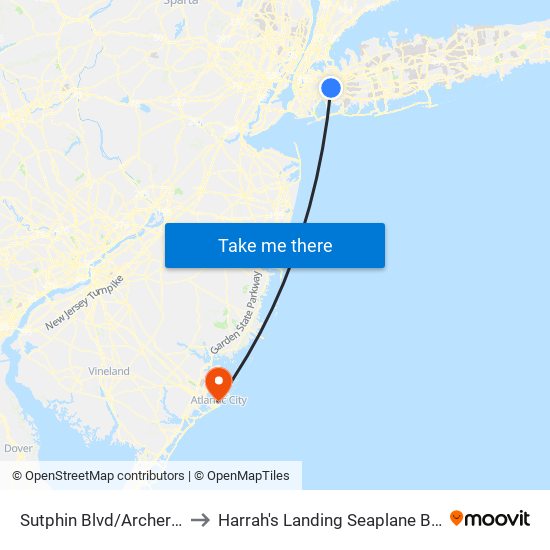 Sutphin Blvd/Archer Av to Harrah's Landing Seaplane Base map