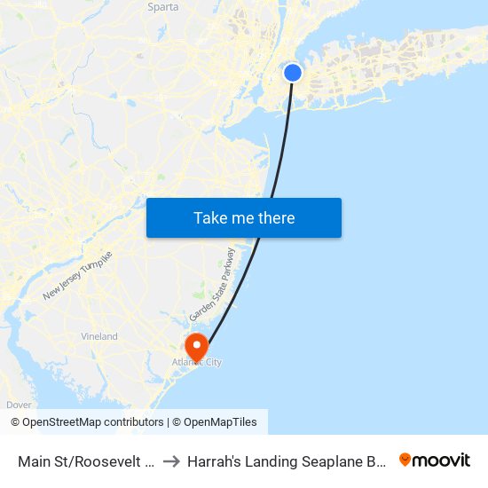 Main St/Roosevelt Av to Harrah's Landing Seaplane Base map