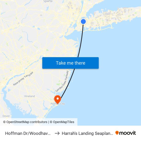 Hoffman Dr/Woodhaven Blvd to Harrah's Landing Seaplane Base map