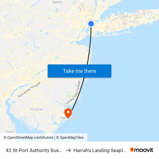42 St-Port Authority Bus Terminal to Harrah's Landing Seaplane Base map