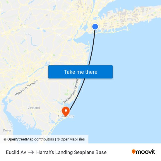 Euclid Av to Harrah's Landing Seaplane Base map