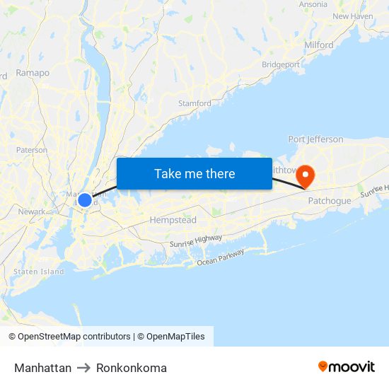 Manhattan to Ronkonkoma map