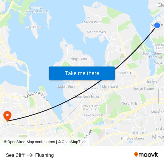 Sea Cliff to Flushing map