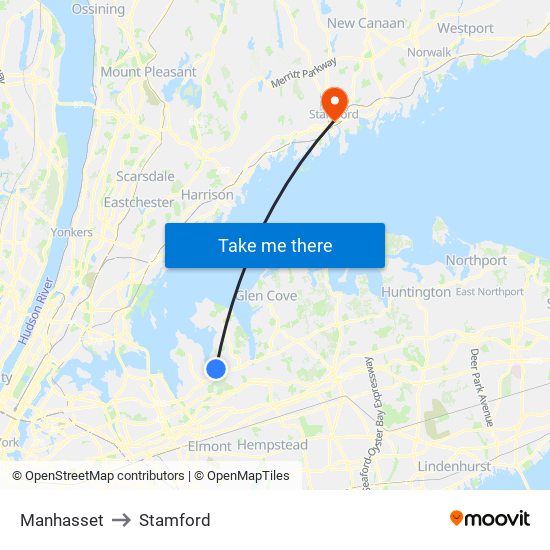 Manhasset to Stamford map