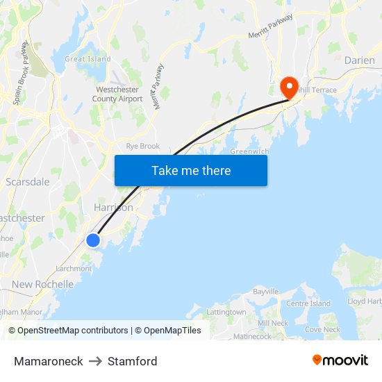 Mamaroneck to Stamford map