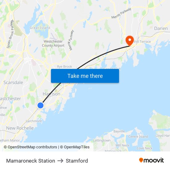 Mamaroneck Station to Stamford map