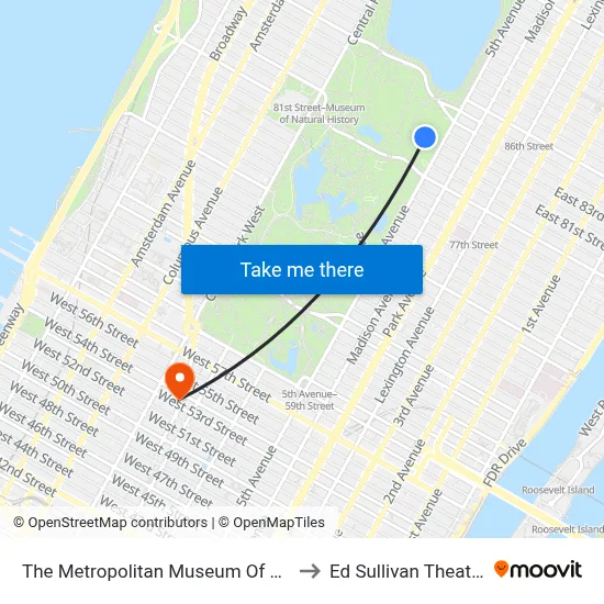 The Metropolitan Museum Of Art to Ed Sullivan Theater map