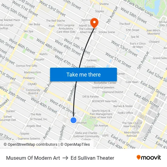 Museum Of Modern Art to Ed Sullivan Theater map