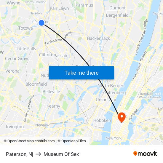 Paterson, Nj to Museum Of Sex map