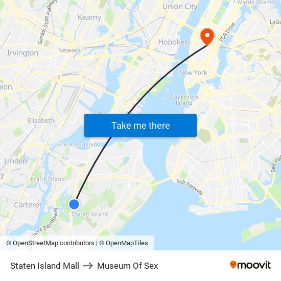 Staten Island Mall to Museum Of Sex map