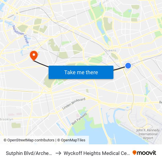 Sutphin Blvd/Archer Av to Wyckoff Heights Medical Center map