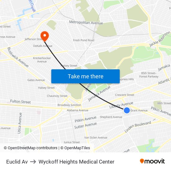 Euclid Av to Wyckoff Heights Medical Center map