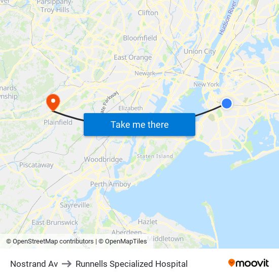 Nostrand Av to Runnells Specialized Hospital map