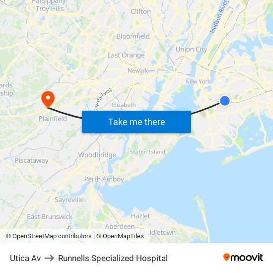 Utica Av to Runnells Specialized Hospital map