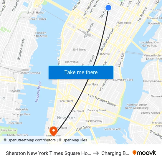 Sheraton New York Times Square Hotel to Charging Bull map