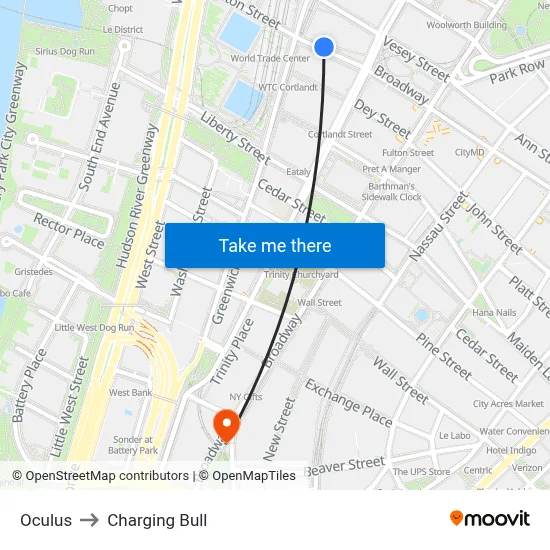 Oculus to Charging Bull map