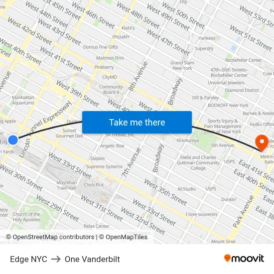 Edge NYC to One Vanderbilt map
