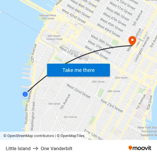 Little Island to One Vanderbilt map