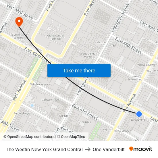 The Westin New York Grand Central to One Vanderbilt map