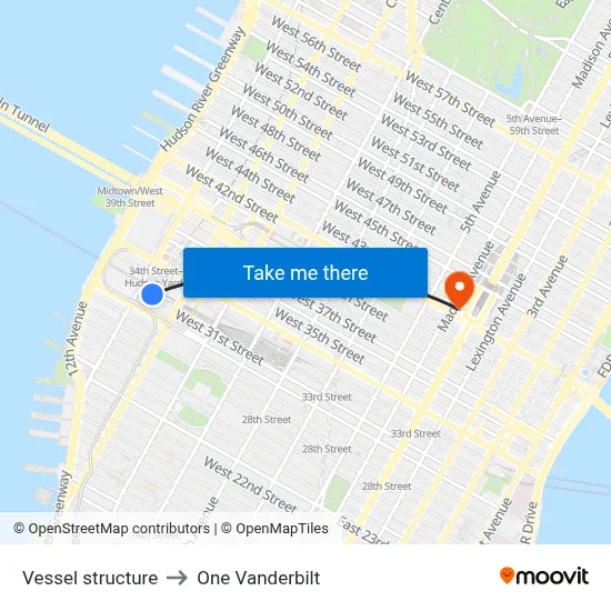 Vessel structure to One Vanderbilt map