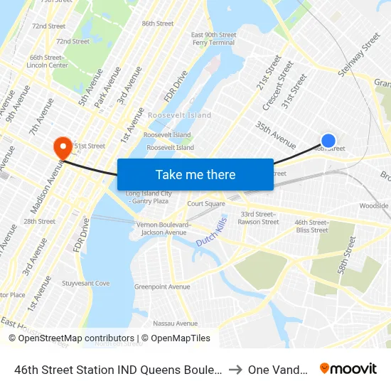 46th Street Station IND Queens Boulevard Line to One Vanderbilt map