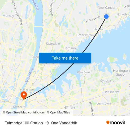 Talmadge Hill Station to One Vanderbilt map