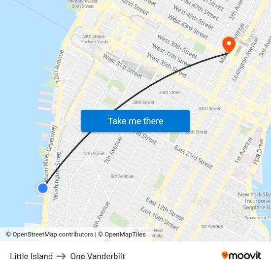 Little Island to One Vanderbilt map