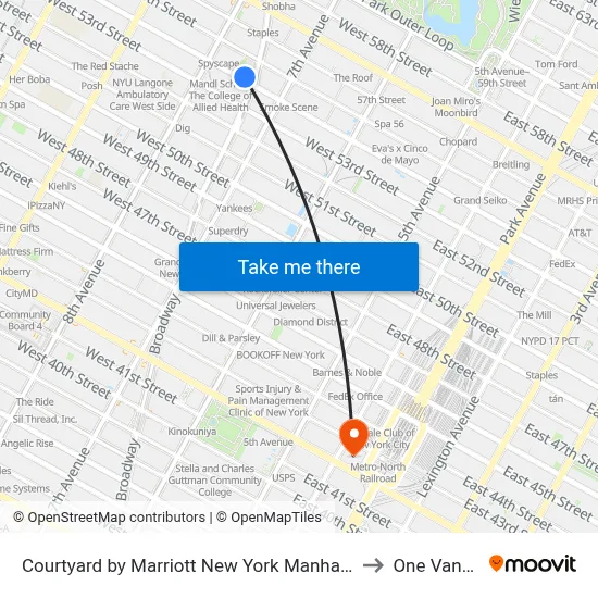 Courtyard by Marriott New York Manhattan/Central Park to One Vanderbilt map