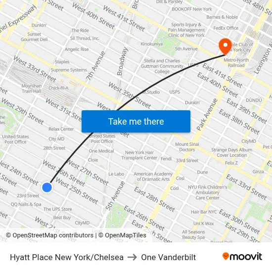 Hyatt Place New York/Chelsea to One Vanderbilt map