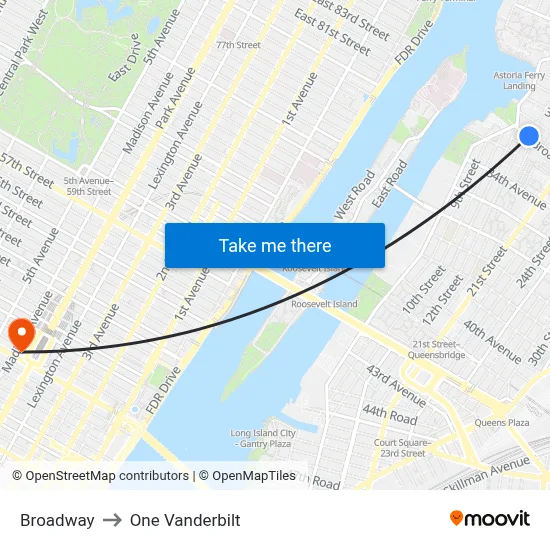 Broadway to One Vanderbilt map