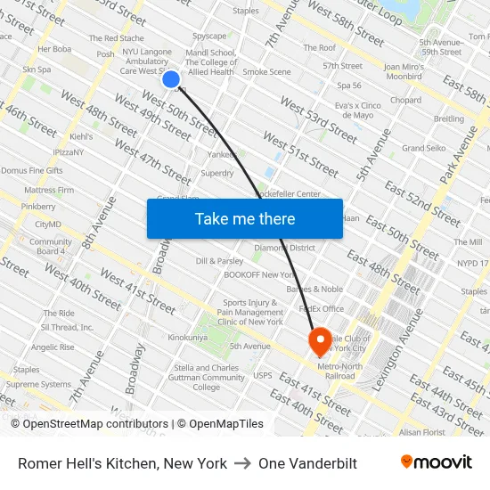 Romer Hell's Kitchen, New York to One Vanderbilt map