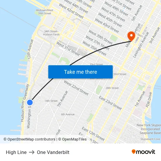 High Line to One Vanderbilt map