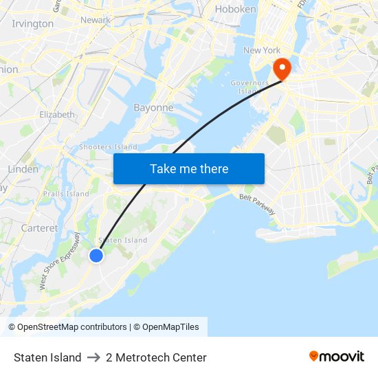 Staten Island to 2 Metrotech Center map