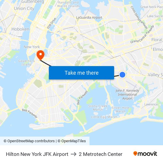 Hilton New York JFK Airport to 2 Metrotech Center map