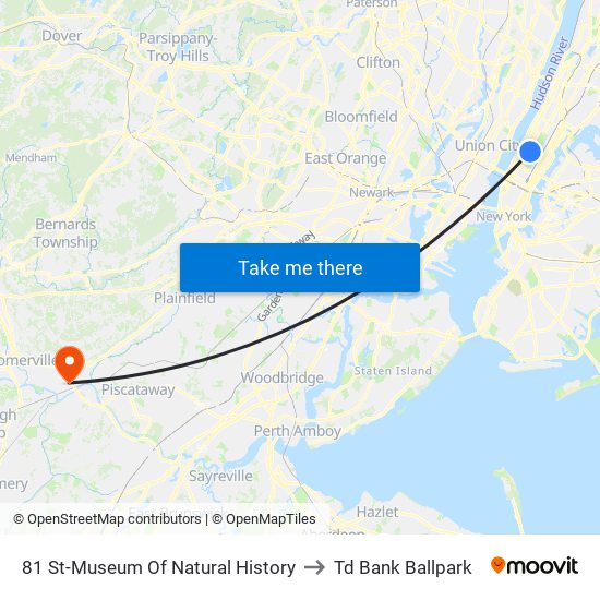 81 St-Museum Of Natural History to Td Bank Ballpark map