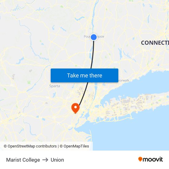 Marist College to Union map