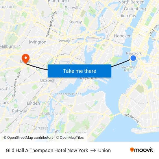 Gild Hall A Thompson Hotel New York to Union map
