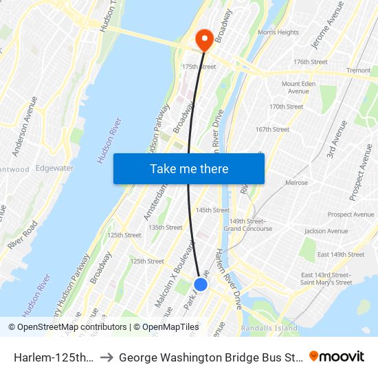 Harlem-125th St. to George Washington Bridge Bus Station map