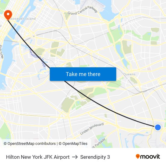 Hilton New York JFK Airport to Serendipity 3 map