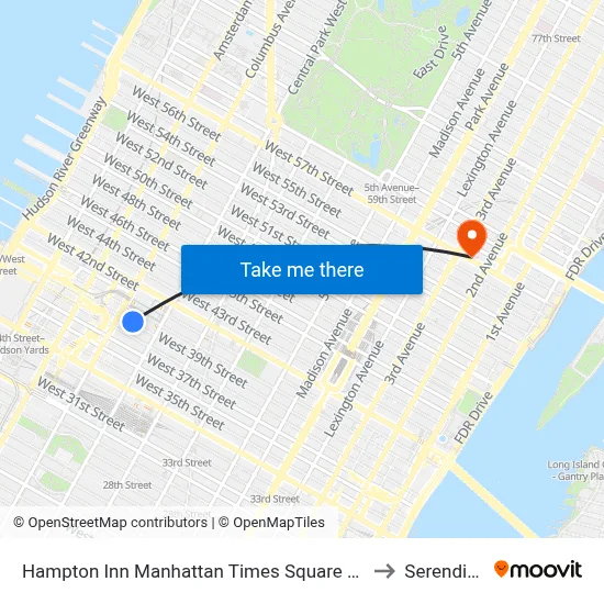 Hampton Inn Manhattan Times Square South New York to Serendipity 3 map