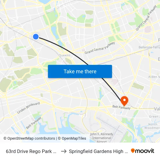 63rd Drive Rego Park Station to Springfield Gardens High School map