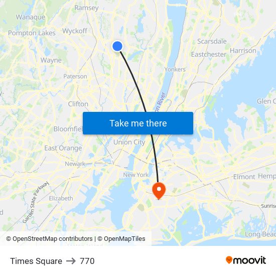 Times Square to 770 map