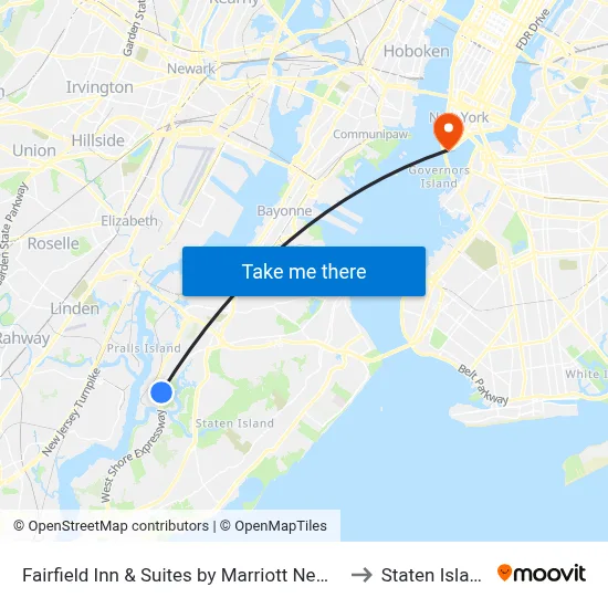 Fairfield Inn & Suites by Marriott New York Staten Island to Staten Island Ferry map